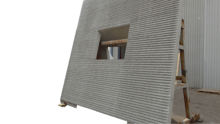 Wall panel with raking made with Weckenmann circulation line equipment